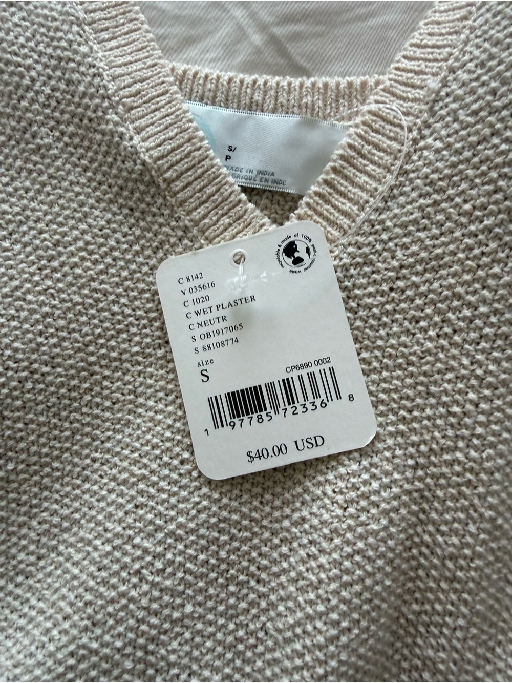 Free People Textured V-Neck Tank Sweater in Cream - Picture 4 of 4
